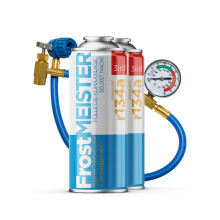 FROSTMEISTER 3in1 400ml - 2x R134a Dosen + Schlauch mit Manometer - KIT FÜR AUTOMATISCHEN LUFTKONTROLLDIENST