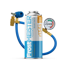 FROSTMEISTER 2in1 400ml - R134a Kanister + Schlauch mit Manometer - KIT FÜR AUTOMATISIERTE KLIMAANLAGE