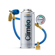 Climeo 400ml + Schlauch mit Manometer + Adapter - Ökologisches Kältemittel R1234yf | Selbstbedienung A/C Service