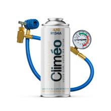 Climeo 400ml + Schlauch mit Manometer - Ökologisches Kältemittel R134a/R12 | Selbstbedienungs-Klimaservice