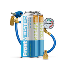 FROSTMEISTER 2in1 400ml - 2x R1234yf Dose + Schlauch mit Manometer + Adapter SUPPLY KIT FOR SONELY SERVICING AIRCRAFT