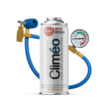 Climeo 3in1 400ml + Schlauch mit Manometer - Ökologisches Kältemittel + R134a/R12 Dichtungsmasse | Selbstbedienungs-Klimaservice