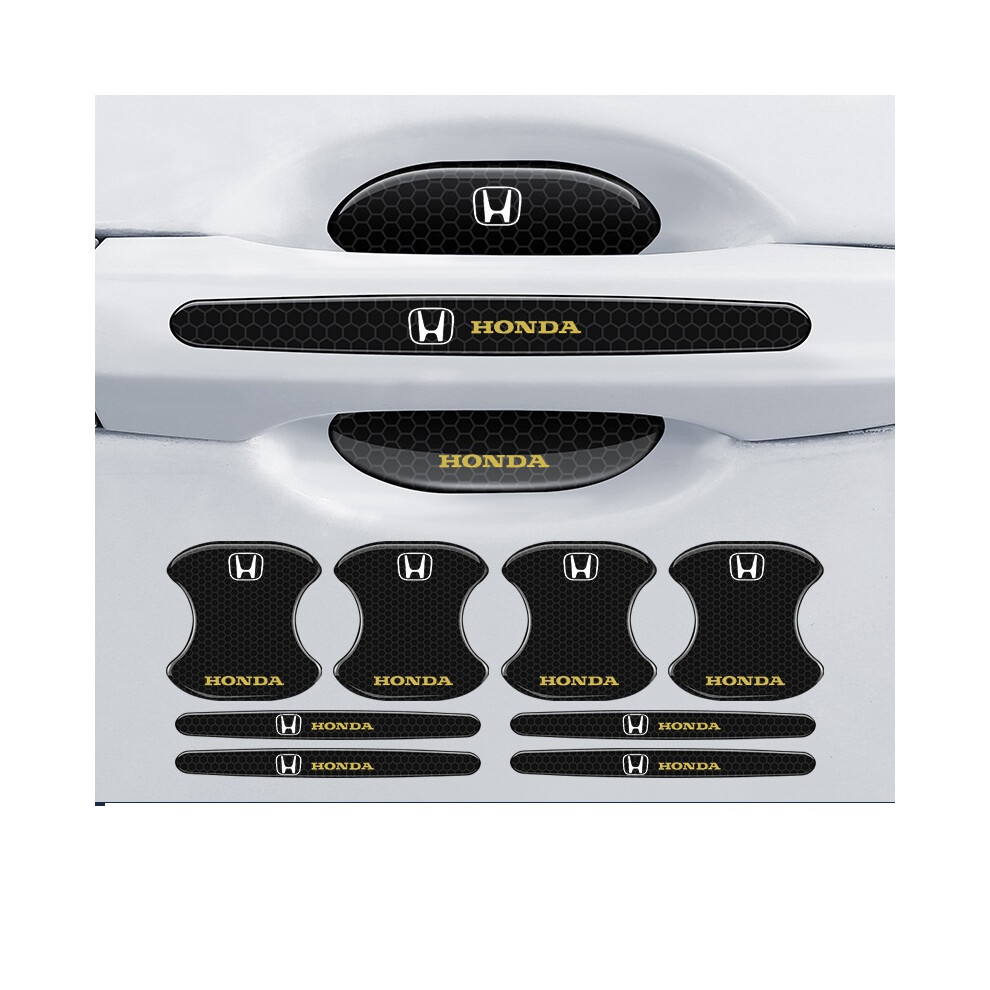 (Honda) 8Pcs Car Door Handle Cup Protector Anti-Scratches Cover Guard Film Protector Stickers Black 4069369238871