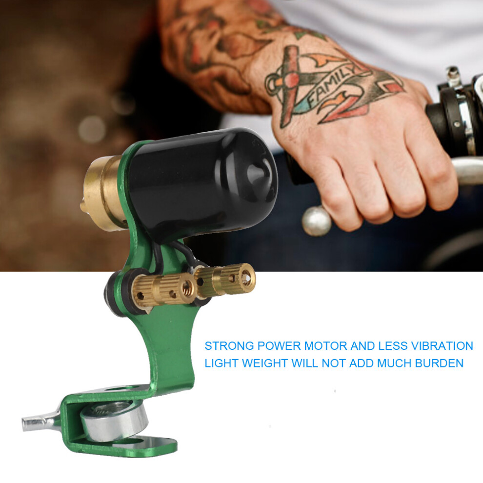 Green Alloy Liner Shading Rotary Tattoo Machine 6-8V Strong Motor