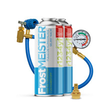 FROSTMEISTER 3in1 400ml - 2x R1234yf Dose + Schlauch mit Manometer + Adapter VERSORGUNGSSATZ FÜR SONNENWARTUNGSKONTROLLEN
