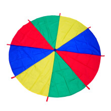 Rainbow Parachute with Handles for Outdoor Team Building Game Prop Reinforced for Preschool Cooperative Play and Physical Exercise