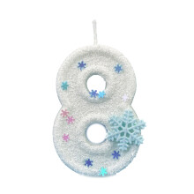 Winter Snowflake Themed Wax Birthday Number Candle For Party-8