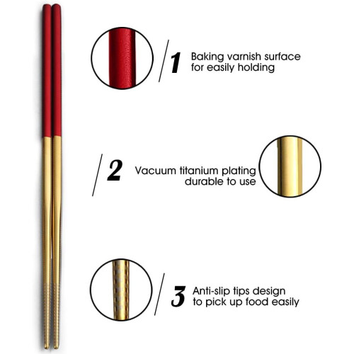 Επαναχρησιμοποιούμενα Chopsticks, Chopsticks από ανοξείδωτο ατσάλι με αντιολισθητικές 2