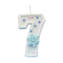Fantasy Winter Snowflake Theme Birthday Number Candle For-7
