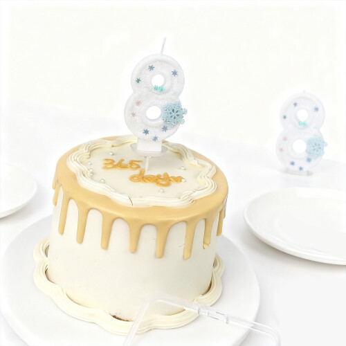 Fantasy Winter Snowflake Theme Birthday Number Candle For-7 1