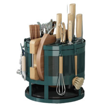 Kitchen Utensil Organizer with 360 DEGREE ROTATION, Multi-Functional Design Featuring Partition Design, Rotating Storage Rack for Knives Chopsticks an
