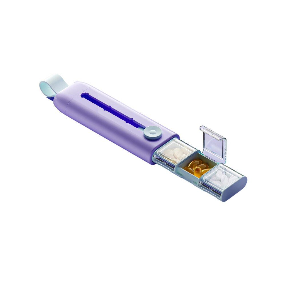 Sealed 3 Compartment Pills Container Slide Out-lavenderpurple
