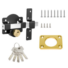 Mortice Lock for Wooden Gate Double Sided Long Throw Gate Lock with Deadbolt, Stainless Steel Security Lock for Garden & Yard Gate Lock, with 5 Keys
