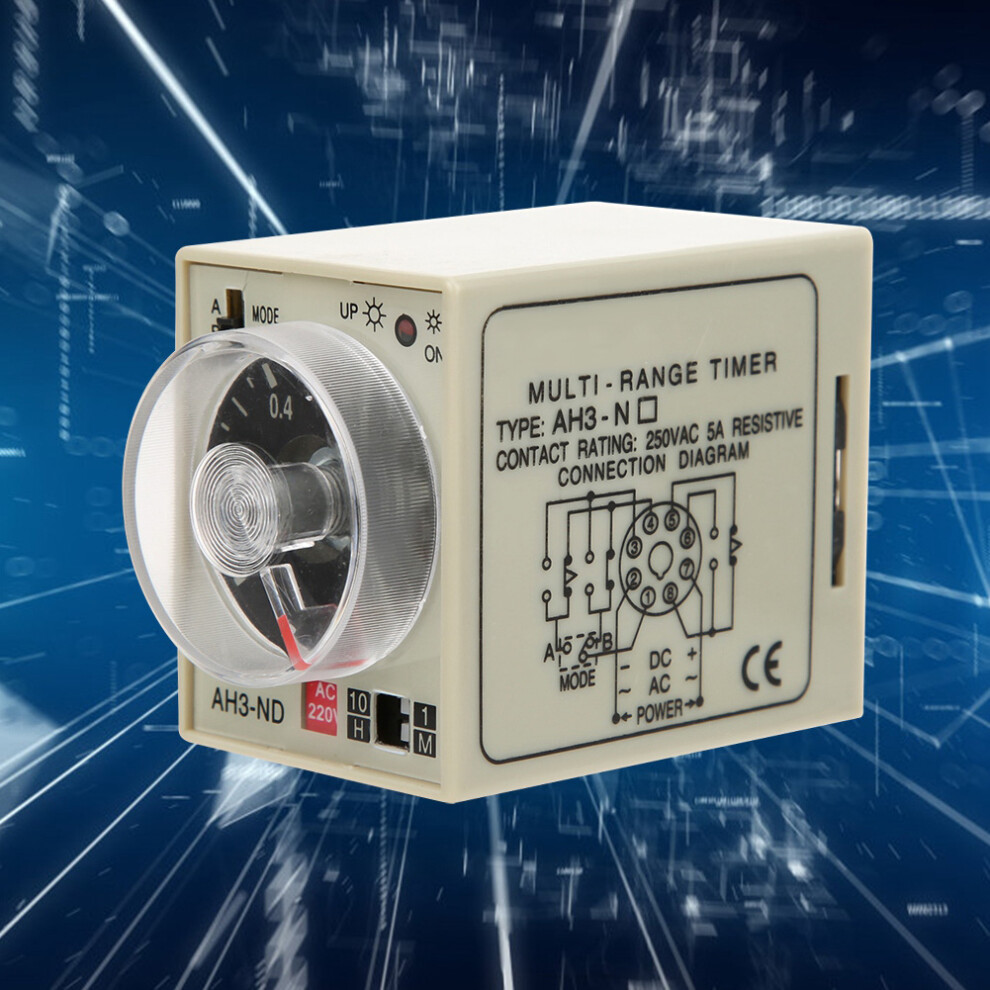 Ah3-Nd Mini Adjustable On-Delay Time Relay 250Vac 5A Double Mode 8471362412312