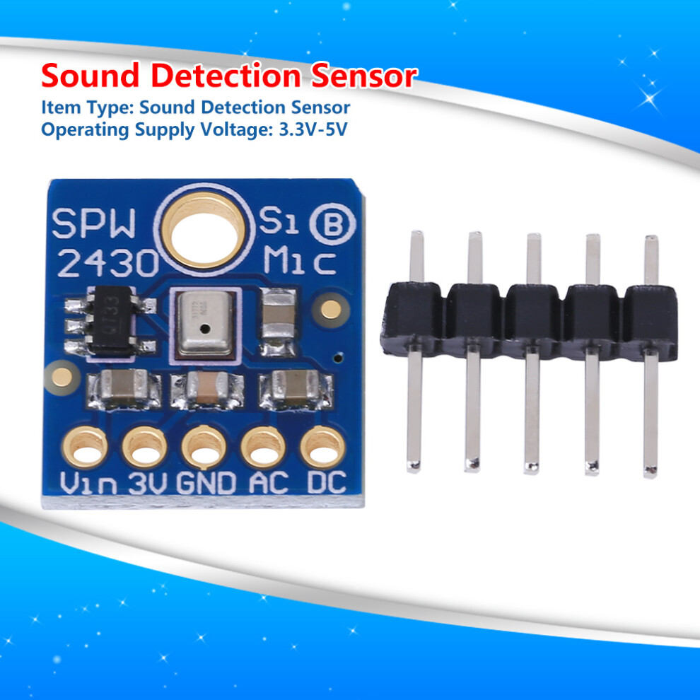 Silicon Mems Microphone Sound Detection Sensor Module, 15.8X14.1x2.9mm, 3.3-5V 6931362412504