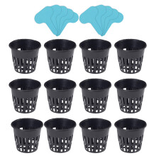 12Pcs Nursery Cups with 10 Labels Plastic Net Mesh Pots Seedlings