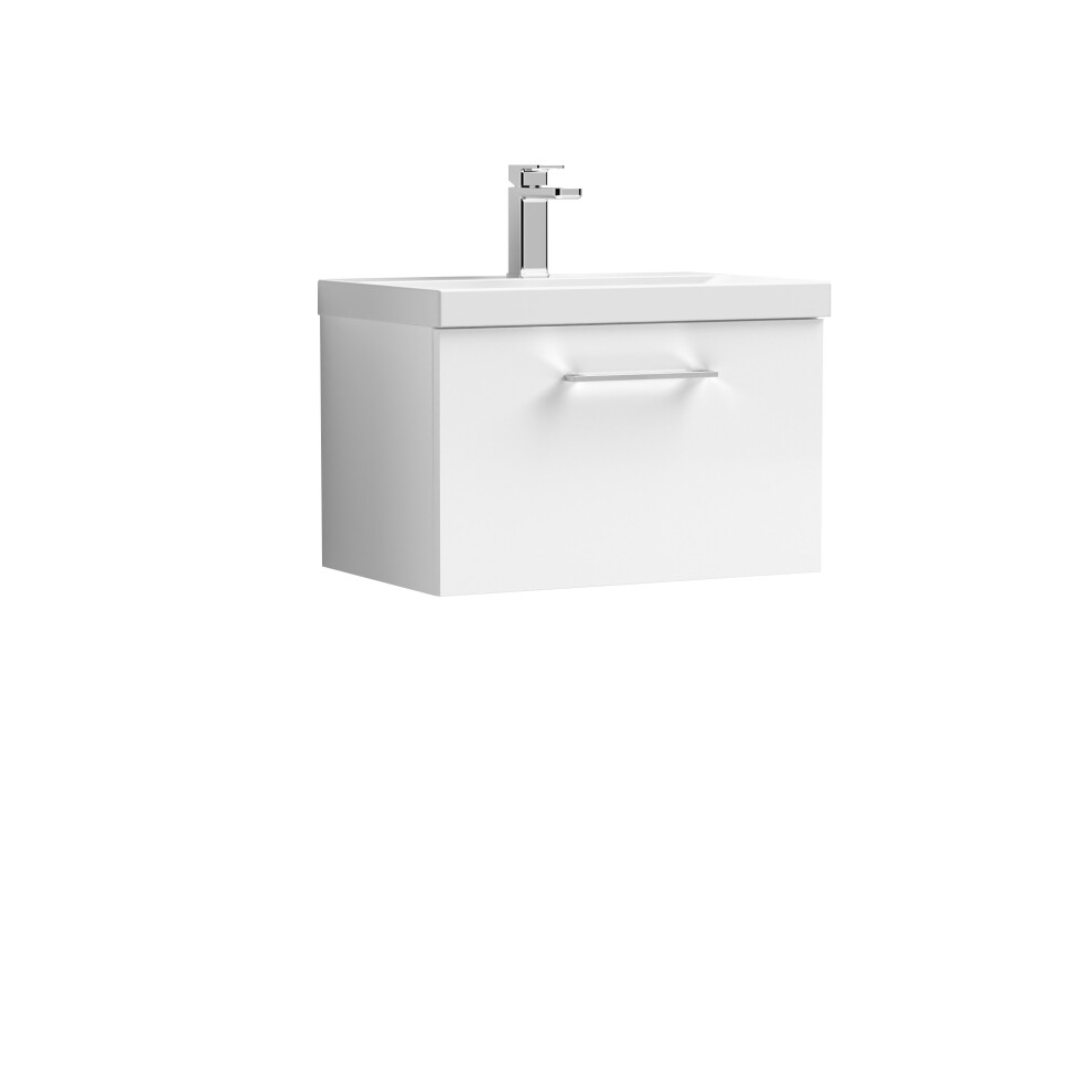 Balterley Level Contemporary Bathroom 1 Soft Close Drawer & Thin-Edge Vanity Unit Basin, Gloss 600Mm White