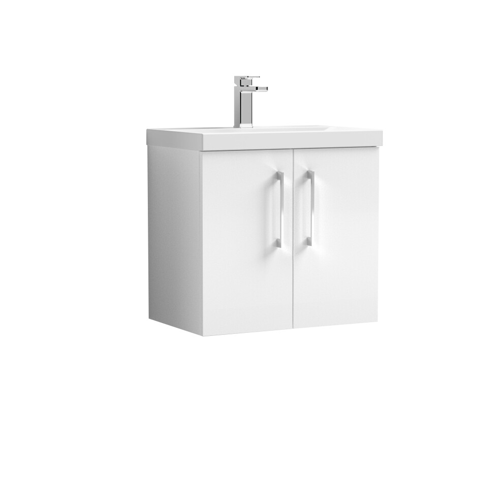Balterley Level Contemporary Bathroom 2 Soft Close Door & Thin-Edge Vanity Unit Basin, Gloss 600Mm White