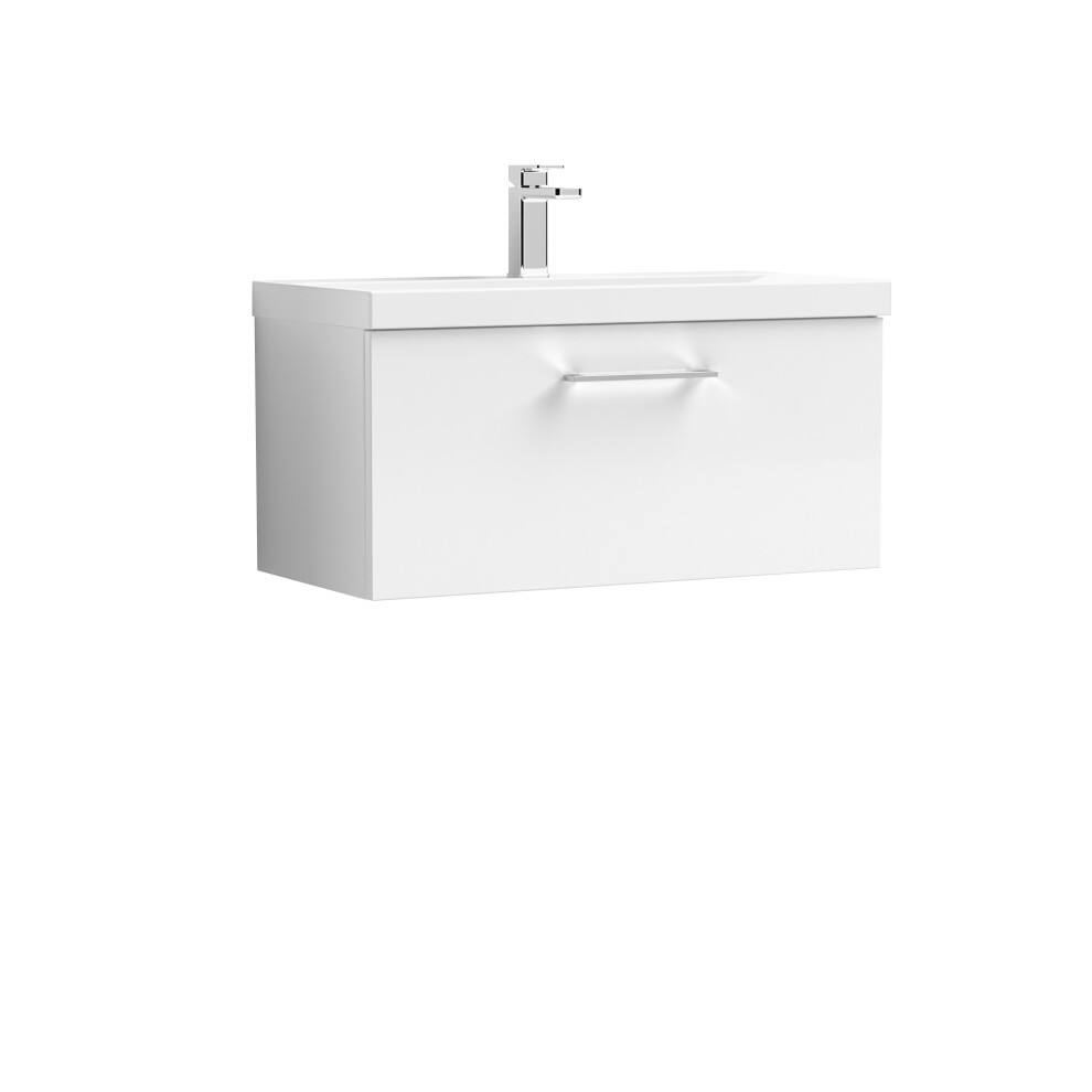 Photos - Washbasin cabinet Balterley Level Contemporary Bathroom 1 Soft Close Drawer & Thin-Edge Vanity Unit Basin, Gloss White, 800mm White BFLE125D