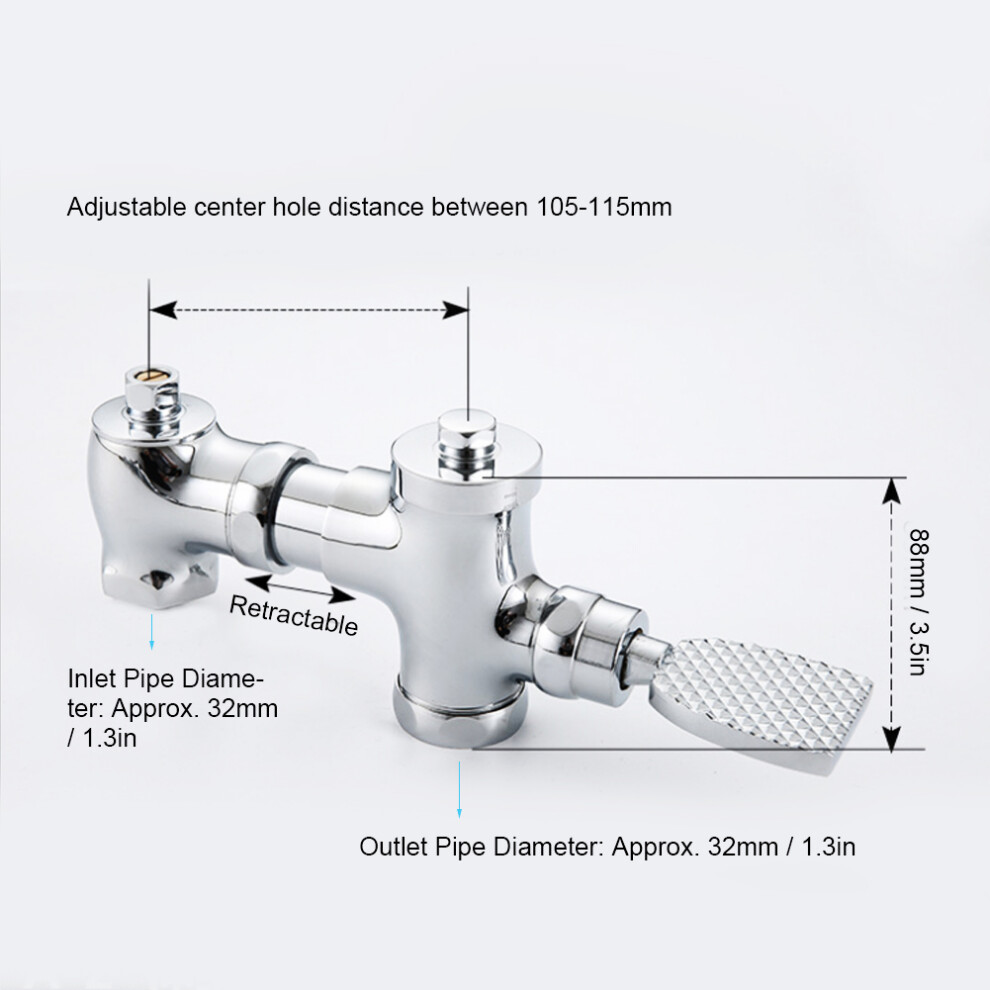 Toilet Foot Pressing Brass Flush Valve Retractable Bathroom Flushing Accessory 4911362418692