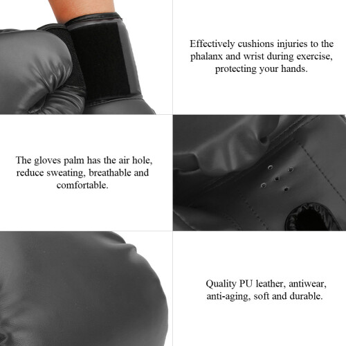 Professionelle PU-Lederboxhandschuhe, atmungsaktiver Sanda-Sparring-Maske, Schwarz oder Rot
