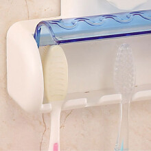 Wandmontierter Zahnbürstenhalter mit Abdeckung, wasserdicht und staubdicht, Saugnapf, 5 Fächer