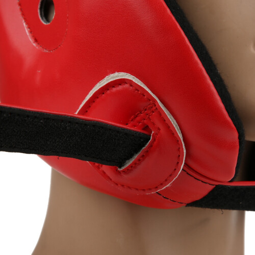 Adjustable PU Leather Boxing Head Guard Red Medium for Training & Defense 2