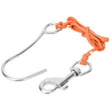 Single Reef Hook for Diving in Orange Stainless Steel with Line and Clip