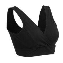Pure Cotton Black Maternity Nursing Bra - Wireless Comfort L Size