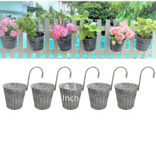 Fioriere sospese in metallo zincato, fioriera sospesa vintage con foro di drenaggio, decorazione da giardino per balcone in stile rustico, vaso di