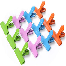 Heavy Duty Stainless Steel Binder Clips, Ergonomically Designed 3 Inch Wide for Airtight Seal, Assorted Colors for Kitchen, Home, Or Office (4 Pack)