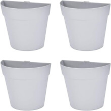 Decorazione elegante, accessori da giardino da parete, vaso da fiori in plastica grigia, fioriera da ringhiera con fori di drenaggio per patio, 4