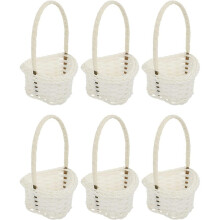 Tragbarer Korb für Hochzeitsdekoration, niedliche und elegante Mini-Körbe, 6er-Set aus Kunststoff-Rattan, robust und praktisch, Blumenmädchenkorb