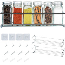 Wandgemonteerde kruidenorganizer, ruimtebesparend kruidenrek met roestbestendige, duurzame poedercoating, flexibele montage met schroeven of lijm.
