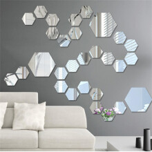 Selbstklebende reflektierende Hexagon-Spiegelfliesen 12 Stück, 4 Größen & 5 Farben