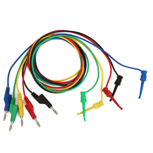P1045 5Pcs 4mm 1m Stackable Banana Plug to Test Clip Multimeter Test Lead 1