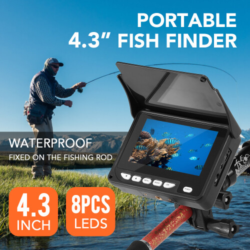Portable 4.3" Underwater Fish Finder Camera 20M Waterproof Night Vision