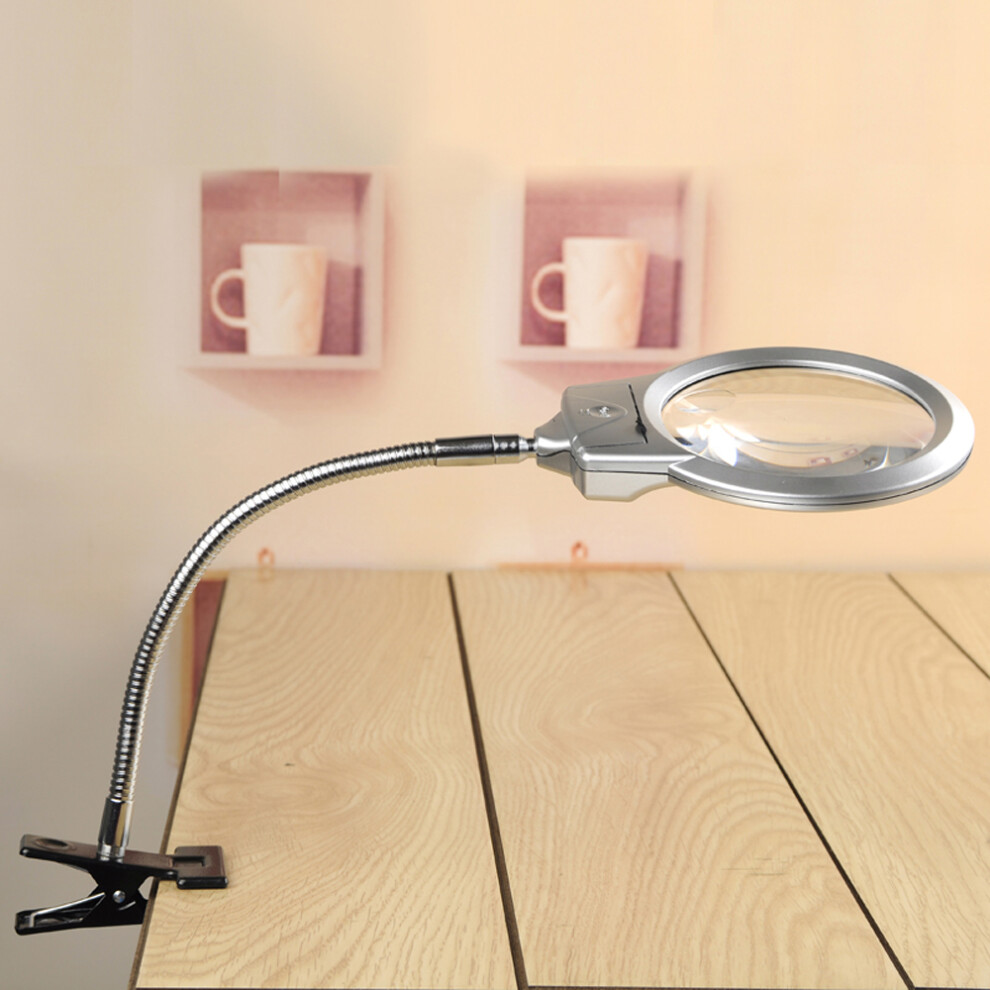 Light Flexible Desk Clamp Led Magnifying Glass For Reading & Crafts 5X 20X
