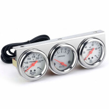 Chrome Triple Gauge Set 52mm: Wasser-Temperatur, Öldruck, Spannungsmesser