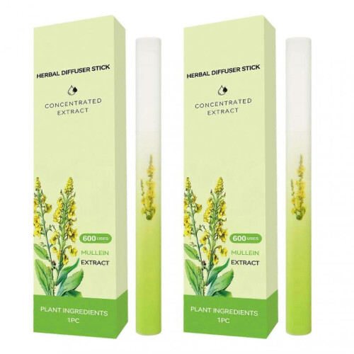 (2pcs) Mullein Herbal Diffuser Upgraded with Extracts of Mullein, Thyme and Mint for Cleansing Lungs, Improving Breathing