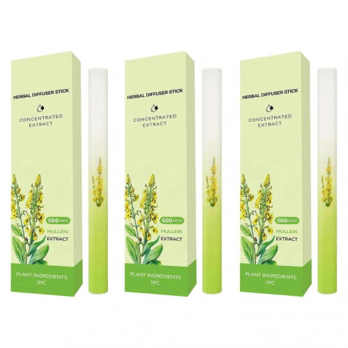 (3pcs) Mullein Herbal Diffuser Upgraded with Extracts of Mullein, Thyme and Mint for Cleansing Lungs, Improving Breathing