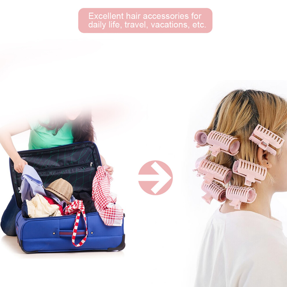 Unisex Pink 15Pcs Hair Curl Clips Set Hair Roller Clamps Styling Hairdressing Tool
