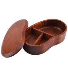 Lancheira de madeira natural com divisórias removíveis, estilo Bento japonês, ideal para refeições rápidas.