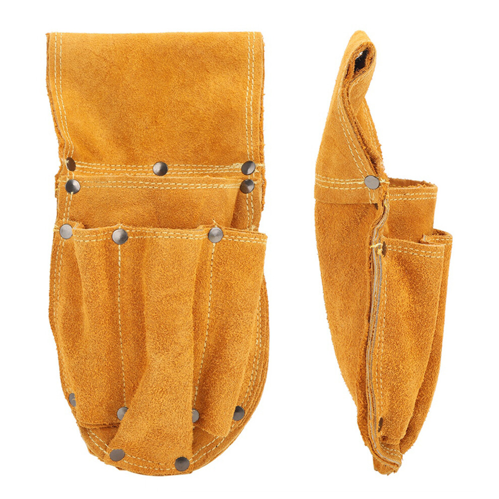 Yellow Cowhide Tool Belt With Hardware Heavy Duty Waist Bag For Tradespeople 3251362430791