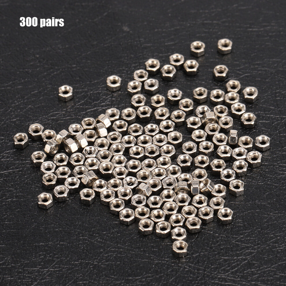 300 Pairs Rimless Glasses Nut & Hex Screws 1.4Mm For Eyewear Repair Set 6931362433189