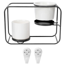 Vaso da fiori in ceramica con supporto in ferro per un elegante arredamento domestico, fioriera a forma di ruota panoramica da interni, vaso bianco,