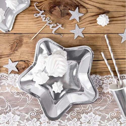 Κομψή διακόσμηση εκδηλώσεων: Πιάτα χαρτιού Pentagram για επέτειο γάμου, φιλικά προς 1
