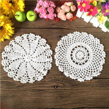 Vintage Decorative Lace Doilies, 100% Cotton Handmade Round Crochet, Elegant Flower Design For Wedding Decor, Multipurpose Placemats In Mix, Beige/Whi