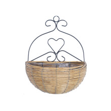 Decorative Hanging Planter Woven Wall Hanging Basket with Handle Rustic Wall Plant Holder for Indoor Outdoor Decor