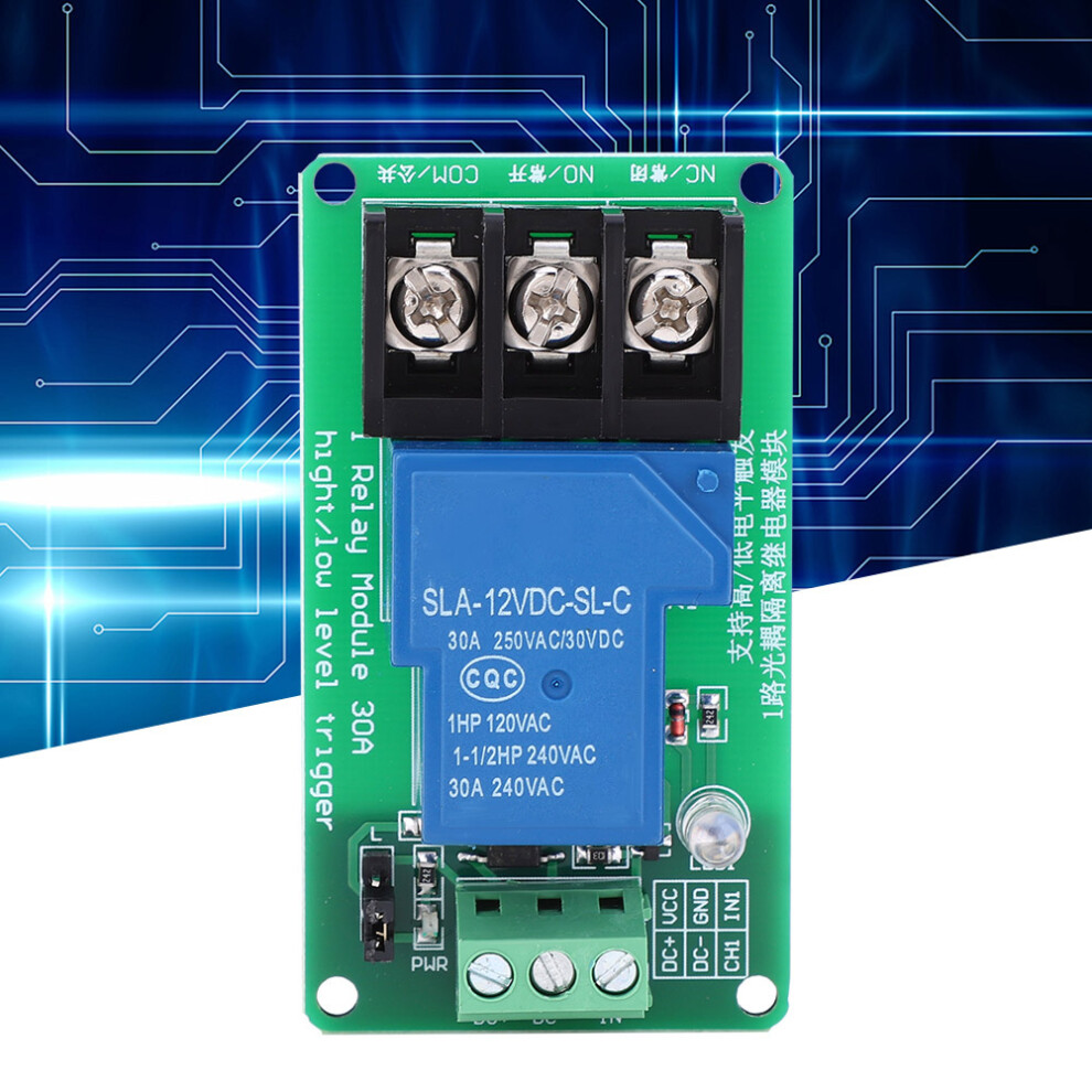 1 Channel Relay Module 12V 30A Optocoupler Isolation High/Low Trigger 8721362434846